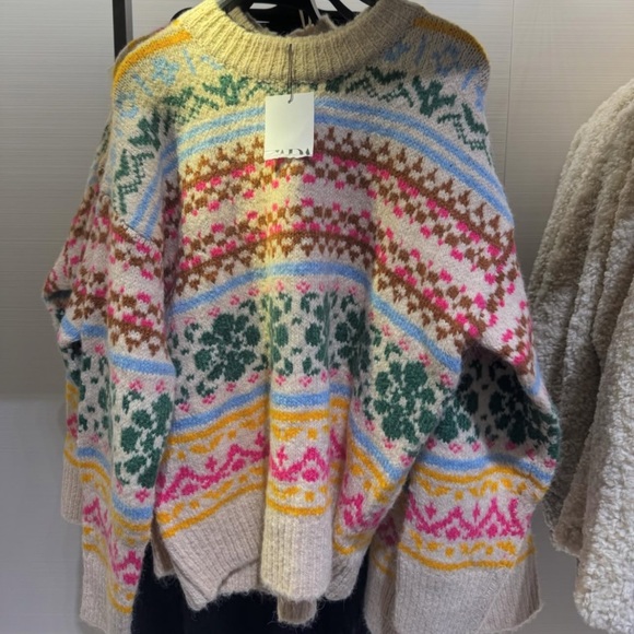 Zara Sweaters - Size Medium | Zara | 5% Wool Multicolor Patterned Knit Sweater